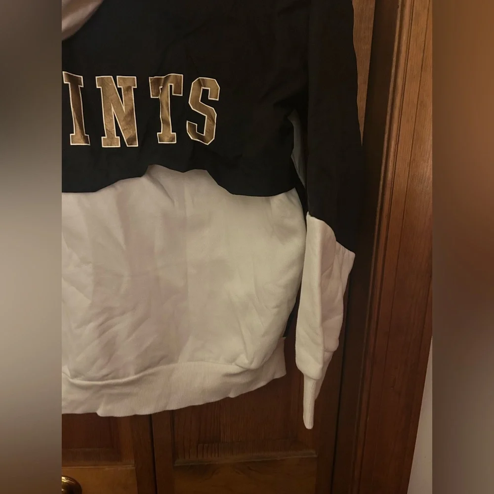 NFL Team Apparel Men’s Sz L Black & White New Orleans Saints Windbreaker NWT